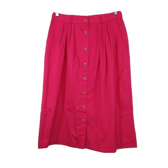 Vintage Country Suburbans Midi Skirt Button Front Women Size 14 Pink Pleated - Picture 1 of 6